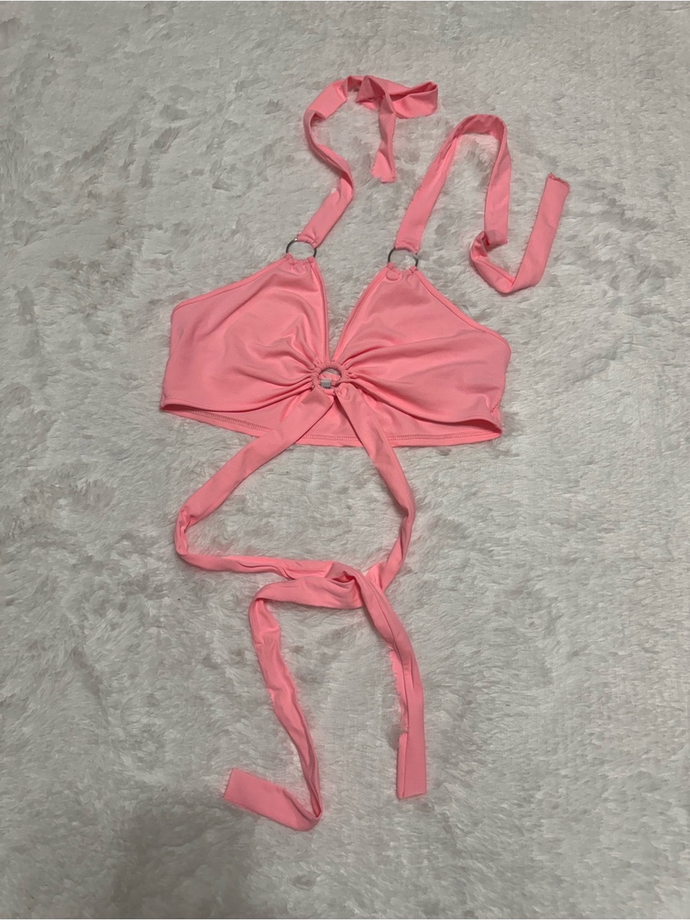 New 1x pink stretchy crop top shirt halter festival rave raver blouse outfit boh